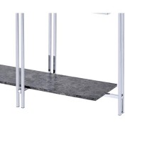 Benjara Glass Top Metal Sofa Table With Marble Bottom Shelf, Silver And Clear
