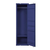 Benjara Industrial Style Metal Wardrobe With Recessed Door Front, Blue