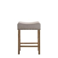 Benjara, Brown And Gray Fabric Upholstered Wooden Counter Height Stool,Set Of 2