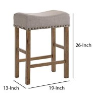 Benjara, Brown And Gray Fabric Upholstered Wooden Counter Height Stool,Set Of 2