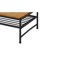 Benjara Metal And Wood Coffee Table With Slatted Bottom Shelf,Brown And Black
