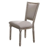 Benjara Wooden Chair With Fabric Upholstered Seating, Set Of 2, Gray And Brown