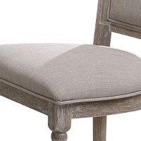 Benjara Wooden Chair With Fabric Upholstered Seating, Set Of 2, Gray And Brown