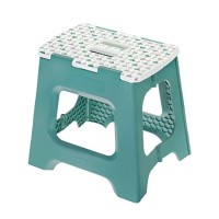 Vigar Compact Foldable Stool, 12-1/2 Inches, Lightweight, 330-Pound Capacity Non-Slip Folding Step Stool, Geometric Top