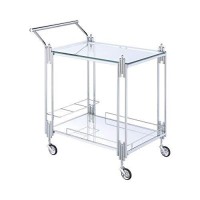 Benjara Metal And Mirror Rectangular Serving Cart With Open Shelf, Silver