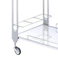 Benjara Metal And Mirror Rectangular Serving Cart With Open Shelf, Silver