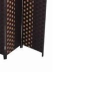 Benjara Paper Straw Weave 4 Panel Screen With 2 Inch Wooden Legs, Brown