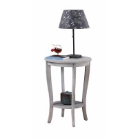 Convenience Concepts American Heritage Round End Table, Light Gray Wirebrush