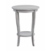 Convenience Concepts American Heritage Round End Table, Light Gray Wirebrush