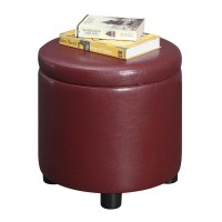 Designs4Comfort Round Accent Storage Ottoman With Reversible Tray Lid