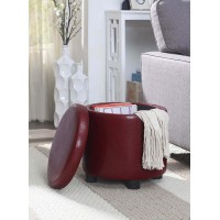 Designs4Comfort Round Accent Storage Ottoman With Reversible Tray Lid