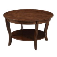 Convenience Concepts American Heritage Round Coffee Table With Shelf, 30(L) X 30(W) X 18(H), Espresso
