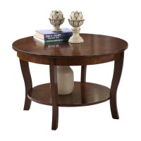 Convenience Concepts American Heritage Round Coffee Table With Shelf, 30(L) X 30(W) X 18(H), Espresso