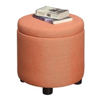 Designs4Comfort Round Accent Storage Ottoman With Reversible Tray Lid