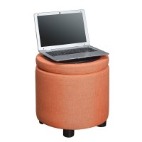 Designs4Comfort Round Accent Storage Ottoman With Reversible Tray Lid