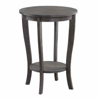 Convenience Concepts American Heritage Round End Table, Dark Gray Wirebrush