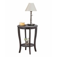 Convenience Concepts American Heritage Round End Table, Dark Gray Wirebrush