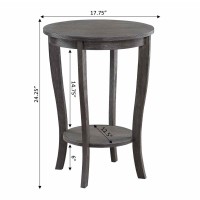 Convenience Concepts American Heritage Round End Table, Dark Gray Wirebrush