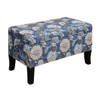 Convenience Concepts Designs4Comfort Winslow Storage Ottoman, Indigo Flora