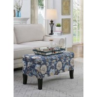 Convenience Concepts Designs4Comfort Winslow Storage Ottoman, Indigo Flora