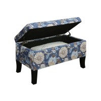 Convenience Concepts Designs4Comfort Winslow Storage Ottoman, Indigo Flora