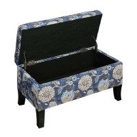 Convenience Concepts Designs4Comfort Winslow Storage Ottoman, Indigo Flora