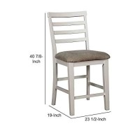 Benjara Wooden Counter Height Dining Side Chairs, Set Of 2, White And Beige