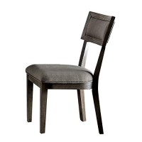 Benjara Fabric Upholstered Wooden Side Chair With Paneled Back, Set Of 2, Gray