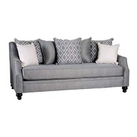 Benjara, Gray Fabric Upholstered Wooden Sofa With Tufted Details