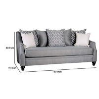 Benjara, Gray Fabric Upholstered Wooden Sofa With Tufted Details