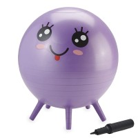 Gaiam Kids Stay-N-Play Childrens Balance Ball, Flexible School Chair Active Classroom Desk Alternative Seating, Built-In Stay-Put Soft Stability Legs, Includes Air Pump, 45Cm, Purple Miss Sunshine