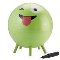 Gaiam Kids Stay-N-Play Children'S Balance Ball, Flexible School Chair Active Classroom Desk Alternative Seating, Built-In Stay-Put Soft Stability Legs, Includes Air Pump, 45Cm, Green Crazy Silly