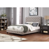 Best Master Furniture Kathy Upholstered Fabric Platform Bed, Queen, Grey