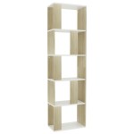 Vidaxl Book Cabinet/Room Divider White And Sonoma Oak 17.7X9.4X62.6