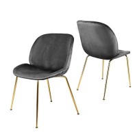 Gia Contemporary Dining Chair With Velvet Upholstery, Qty Of 2, Dark Gray