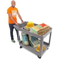 Original Tubstr Extra Large Utility Cart | Heavy Duty Tub Cart Holds Up To 500 Pounds | 2 Shelf, Huge Rolling Cart Great For Warehouse, Garage And More (45.5 X 24.5 / Gray)