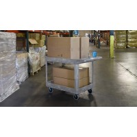 Original Tubstr Extra Large Utility Cart | Heavy Duty Tub Cart Holds Up To 500 Pounds | 2 Shelf, Huge Rolling Cart Great For Warehouse, Garage And More (45.5 X 24.5 / Gray)