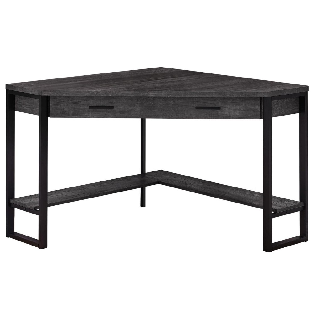 Monarch Specialties Desk-42 L/Black Reclaimed Wood Corner Computer Desk