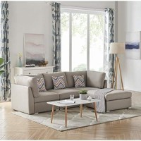 Lilola Home Amira Beige Fabric Sofa With Ottoman And Pillows