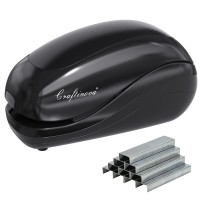 Craftinova Electric Stapler,Including 2000 Staples And 1 Adapters,Suitable For Palm Size And High Comfort,25 Sheet Capacity, Ac Adapter Or Battery Powered,Battery Not Included,(Black)