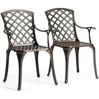 Happygrill 2Pcs Aluminum Patio Dining Chairs Set, Outdoor Patio Bistro Chair For Garden Backyard Poolside