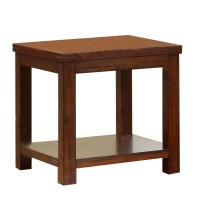 Benjara Square Shaped End Table With Open Bottom Shelf Brown