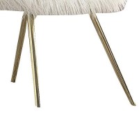 Benjara Faux Fur Upholstered Contemporary Metal Accent Chair, White And Gold