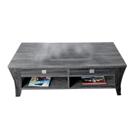 Benjara Low Rise Coffee Table With Drawers And Bottom Shelves, Gray