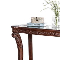 Benjara Traditional Sofa Table With Cabriole Legs And Wooden Carving, Brown
