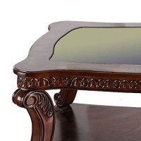 Benjara, Brown Traditional Coffee Table With Cabriole Legs And Wooden Carving