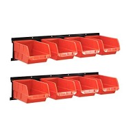 Wallmaster 8-Bin Storage Bins Garage Rack System 2-Tier Orange Tool Organizers Cube Baskets Wall Mount Organizations