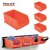 Wallmaster 8-Bin Storage Bins Garage Rack System 2-Tier Orange Tool Organizers Cube Baskets Wall Mount Organizations