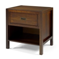 Walker Edison Traditional Simple Wood Rectangle Side Table Living Room Storage Small End Table 1 Drawer Walnut