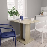 Vidaxl Dining Table White And Sonoma Oak 31.5X31.5X29.5 Engineered Wood